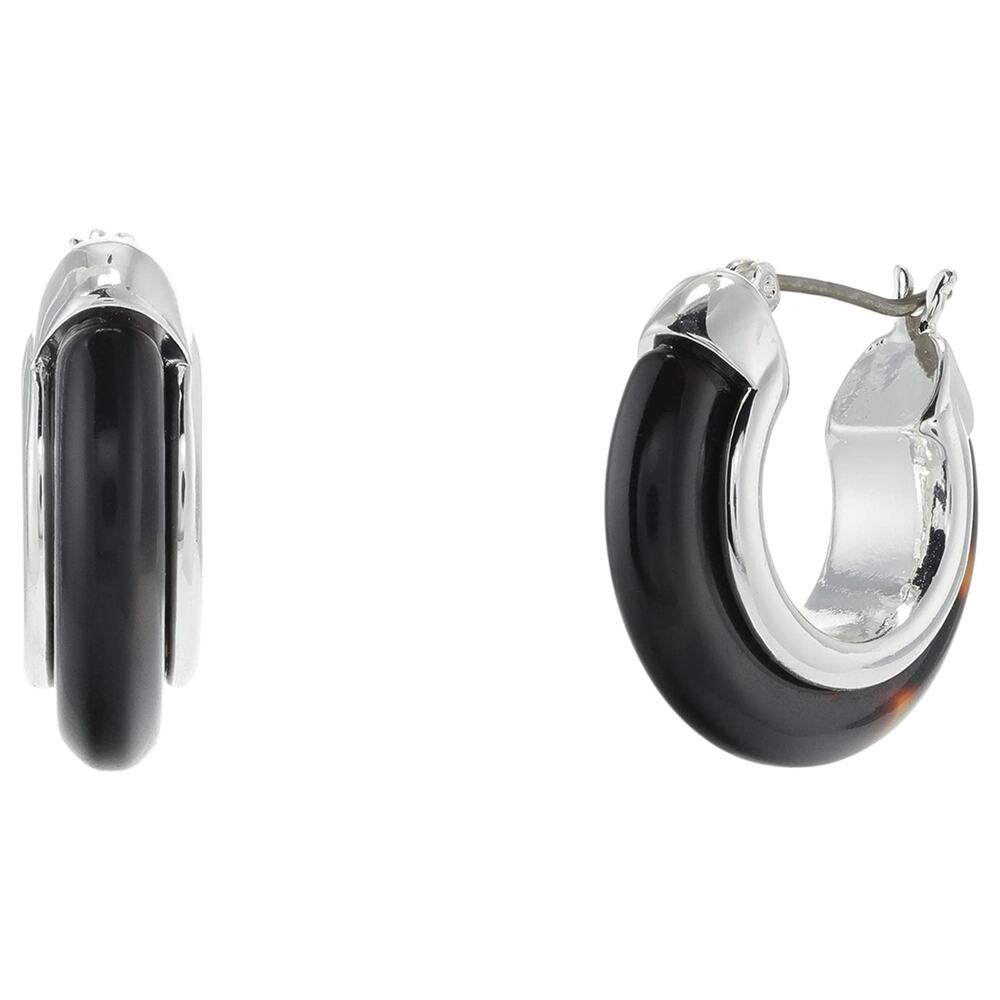 LAUREN Ralph Lauren 15 mm Hoop Earrings Silver/Tortoise One Size #72